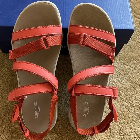 ROCKPORT Trail Tech Washable Sandals Size 9 Color Orange Like New!! - Picture 11 of 14